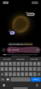 Čeština podporovaná není, příkazy je nutné zadávat v angličtině