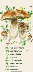 Hlavní stránka aplikace Na houby