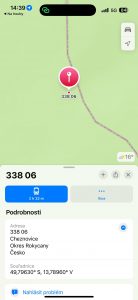 Mapa se špendlíkem nálezu