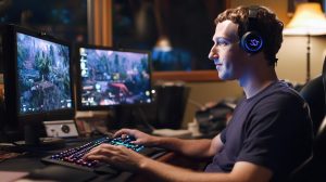 Mark Zuckerberg hrající hry na počítači (ilustrační obrázek)