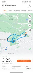 Mapka se zanesenými kilometry