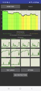 CPU Throttling Test to potvrzuje, skoro žádná červená ani oranžová