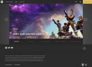 Webové stránky Epic Games v roce 2017