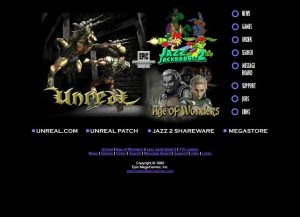 Webové stránky Epic MegaGames v roce 1998