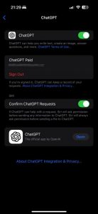 Aktivace integrace ChatGPT do iOS 18.2 beta