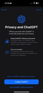 Integrace ChatGPT do iOS 18.2 beta