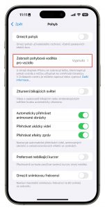 Jak na iPhonu aktivovat pohybová vodítka