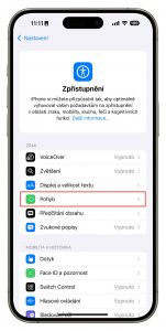Jak na iPhonu aktivovat pohybová vodítka