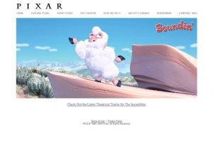 Webové stránky studia Pixar v roce 2004