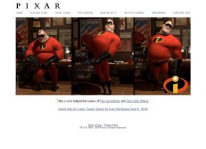 Webové stránky studia Pixar v roce 2005