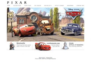 Webové stránky studia Pixar v roce 2006