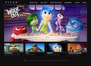 Webové stránky studia Pixar v roce 2014