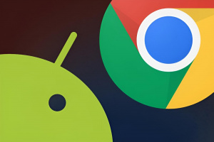 Grafika kombinující loga Android a Chrome