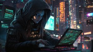 Stylizovaný portrét hackera (ilustrační obrázek)