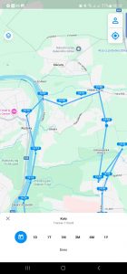 Záznam stejné cyklotrasy v Invoxia Bike Tracker, řeku jsem nepřeplaval