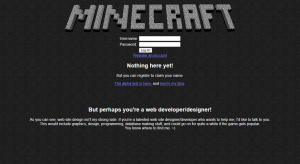 Webové stránky hry Minecraft v roce 2009