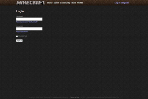 Webové stránky hry Minecraft v roce 2011