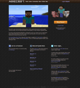 Webové stránky hry Minecraft v roce 2013