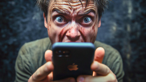 Zoufalý uživatel s iPhonem Zoufalý uživatel s iPhonem