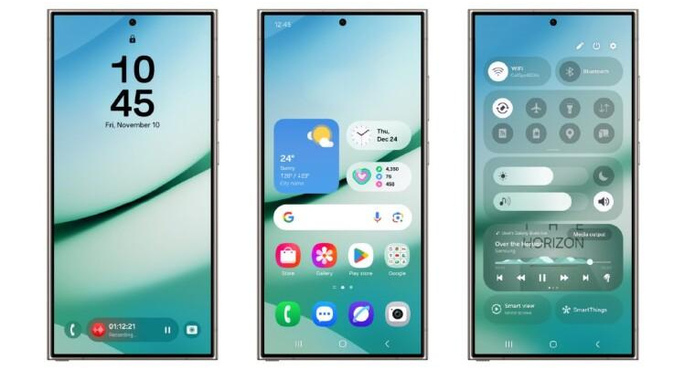 Screenshoty z prostředí One UI 7