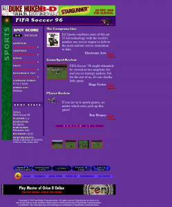 Podoba herního webu GameSpot v roce 1996