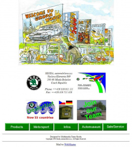 Web automobilky Škoda Auto v roce 1997