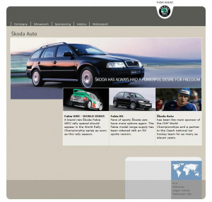 Web automobilky Škoda Auto v roce 2003