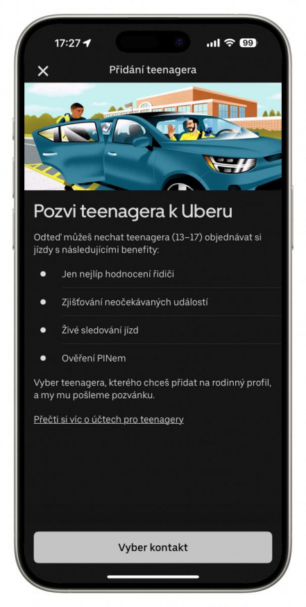 Náctiletého uživatele musí do aplikace pozvat rodič nebo opatrovník