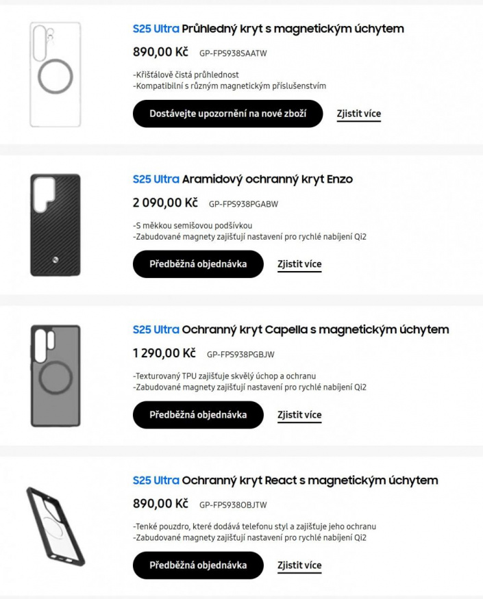 Magnetické kryty pro Galaxy S25 Ultra
