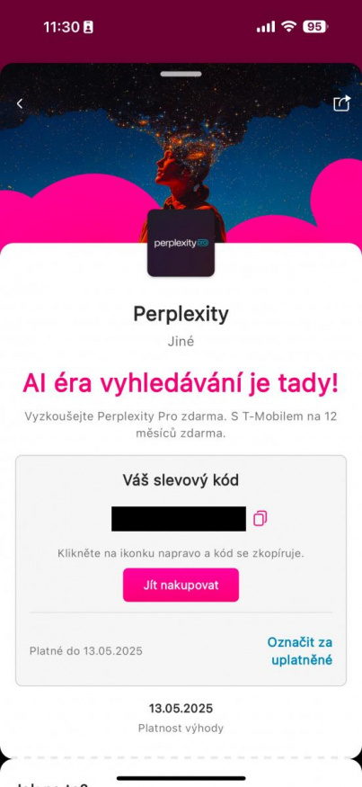 T-Mobile bonus, roční kupon na Perplexity Pro