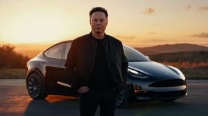 Elon Musk před vozem značky Tesla (ilustrační obrázek)
