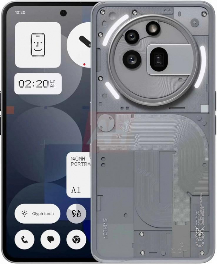 Nothing Phone (3a) Pro v bílé barvě