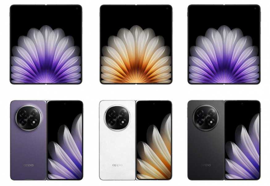 Oppo Find N5 na tiskovém snímku ve všech barevných variantách