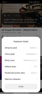 Nastavení funkce AI titulky