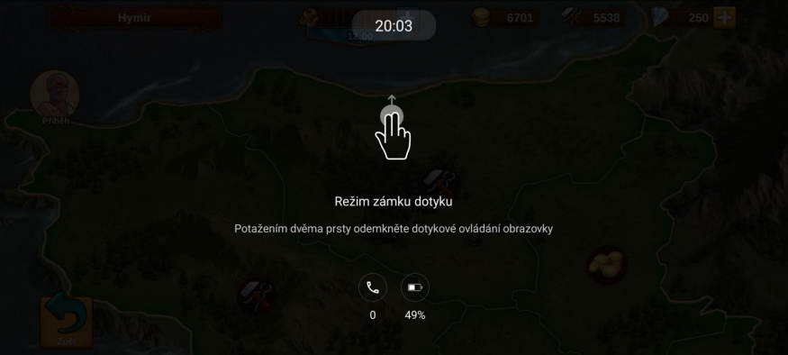 Pokud nechcete vypnout hru, ale šetřit baterku, zamkněte si obrazovku