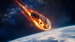 Asteroid padající na Zemi (ilustrační obrázek)