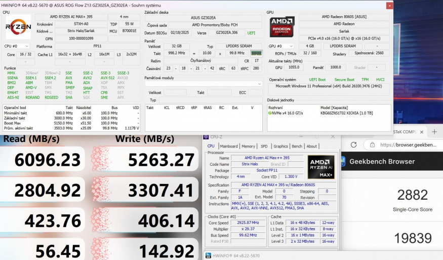 Benchmarky herního tabletu Asus Rog Flow Z13 2025