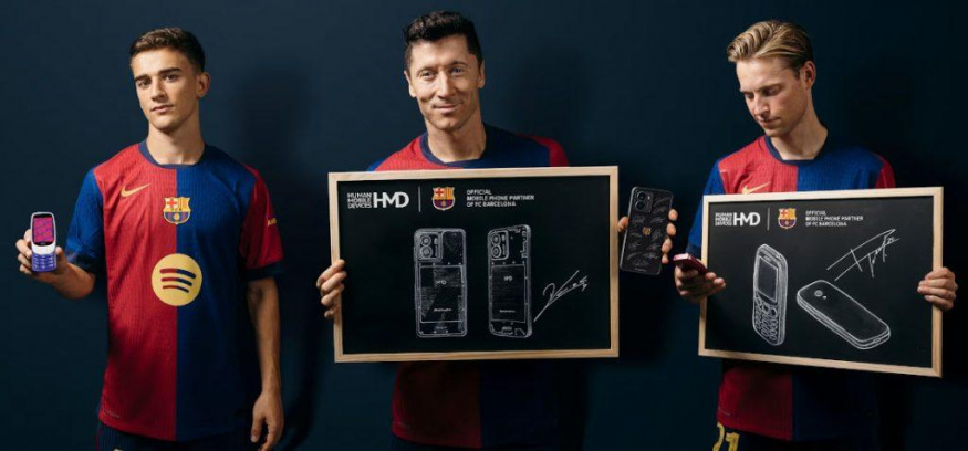 Hráči FC Barcelona představují nové telefony od HMD