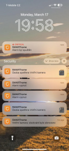 Notifikace (detekce osoby + spuštění alarmu)