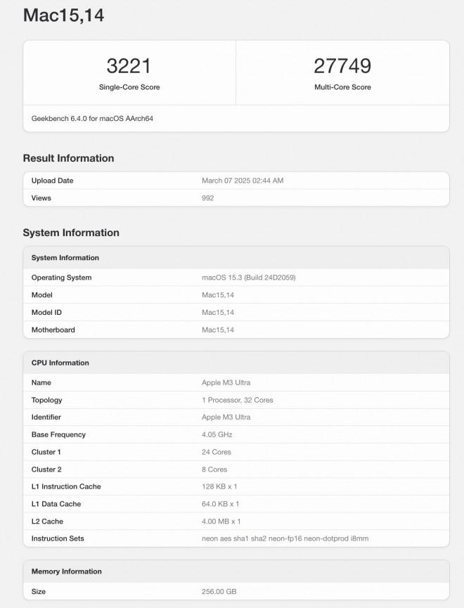 Benchmark počítače Mac Studio Benchmark počítače Mac Studio