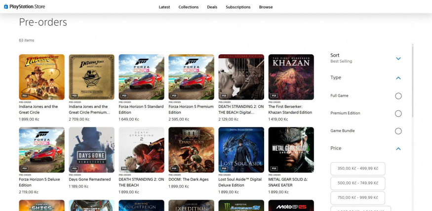 Hry na předobjednávku v PlayStation Store seřazeny dle nejprodávanějších