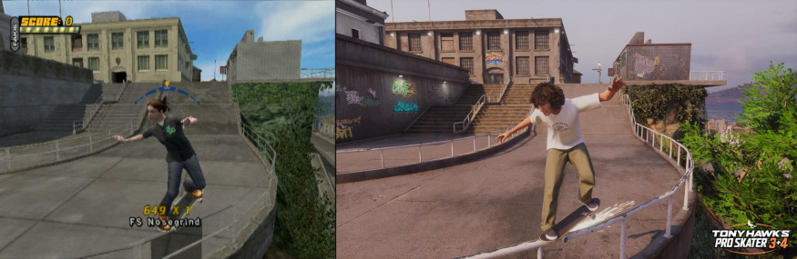 porovnání původní verze a remaku Tony Hawk's Pro Skater 3 +4
