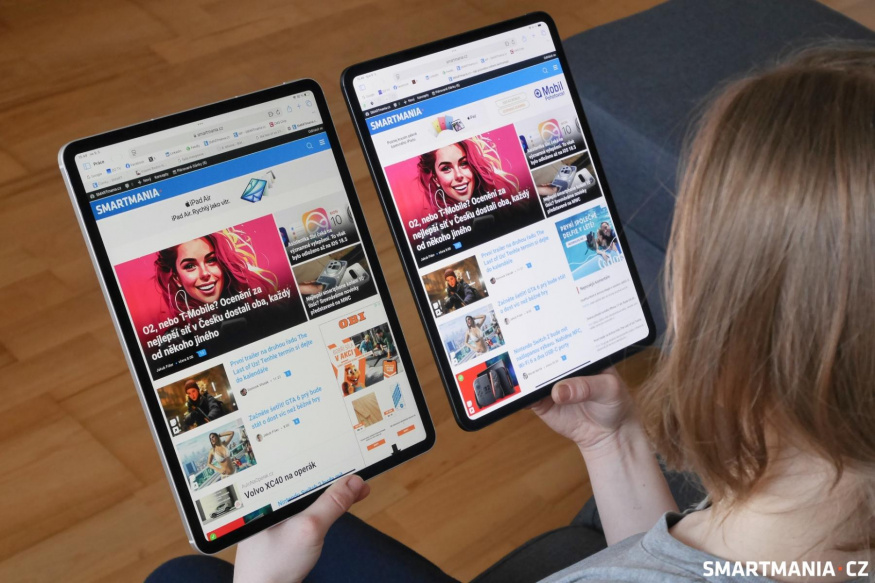 Srovnání iPadu Air M3 (vlevo) a iPadu Pro M4 (vpravo)