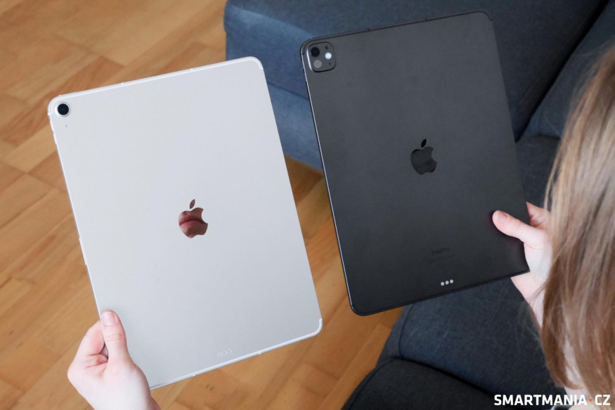 Srovnání iPadu Air M3 (vlevo) a iPadu Pro M4 (vpravo)