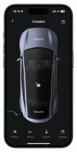 Screenshot z mobilní aplikace Tesla
