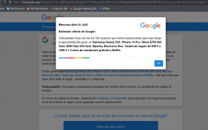 Ukázka webu s falešnými dárkovými kartami