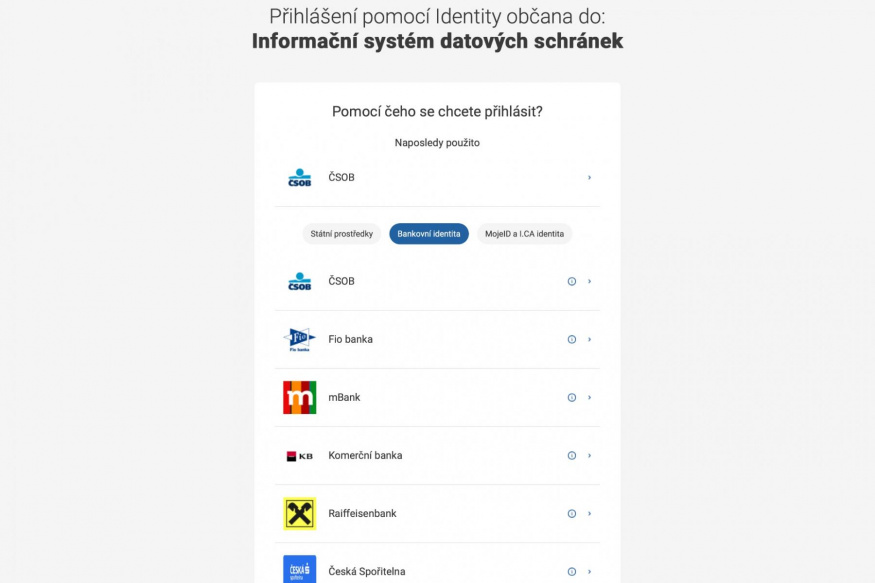 Podvodná stránka napodobující přihlášení přes bankovní identitu