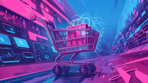 Ilustrace nákupního vozíku v AI prostředí