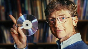 Mladý Bill Gates s CD (ilustrační obrázek)