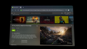 Screenshot z Nvidia GeForce Now skrze VR headset Oculus Quest 2